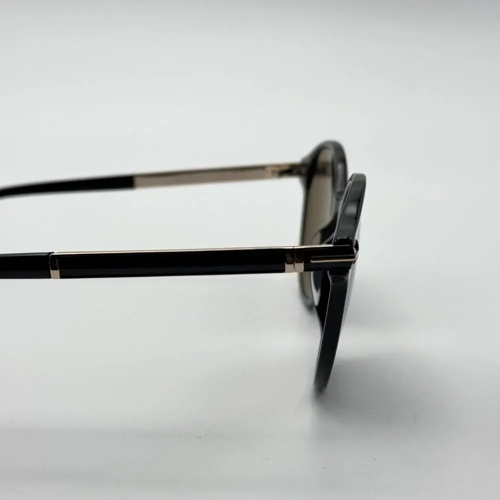 Tom Ford Sunglasses Araki TF1184 01A Black Round Frame Gray Lenses 52-20-140 New